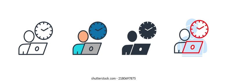 Person Hour Icon Logo Vector Illustration. Part Time Job Symbol Template For Graphic And Web Design Collection