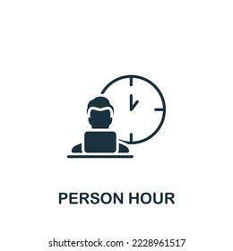 Person Hour icon. Monochrome simple Recruitment icon for templates, web design and infographics