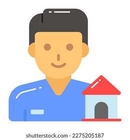 Person with house vector design of house builder in trendy style