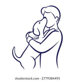 Person Hugging Cat Love Cuddle Illustration