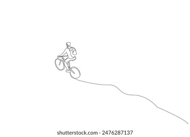person human cycling activity lifestyle one line art design vector