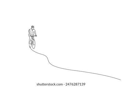 person human cycling activity lifestyle one line art design vector