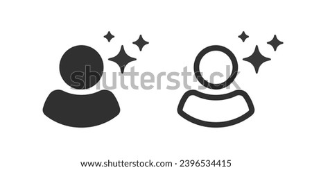 Person human enhance icon vector graphic simple pictogram, new clean user symbol set glyph line outline art, improve augment talent capability, boost magic upgrade potential, mental physical develop