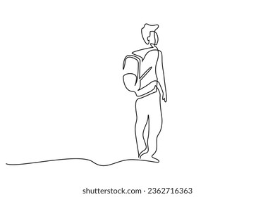 person human hike trekking backpacker lifestyle outdoor line art design