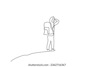 person human hike trekking backpacker lifestyle outdoor line art design