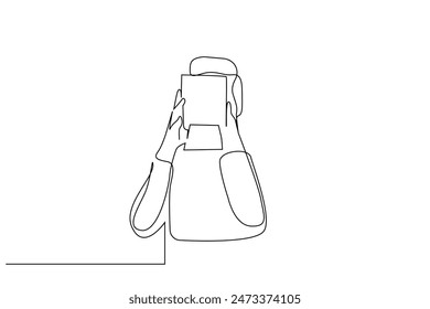 person human photographer analog vintage photo frame one line art design vector