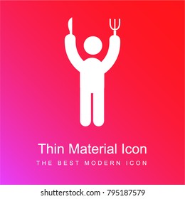 Person hunger red and pink gradient material white icon minimal design