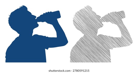 Person hydrates, taking a drink from a plastic bottle, quenching thirst after activity.