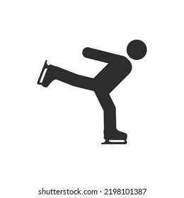 Person ice skating icon. Lifted leg. Monochrome black and white symbol