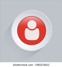 person icon. 3d vector red and white button. business icon for websites and apps.