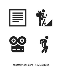 person icon. 4 person vector icons set. justified, movie player and jumping icons for web and design about person theme