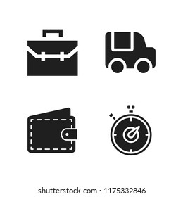 person icon. 4 person vector icons set. wallet, briefcase and stopwatch icons for web and design about person theme