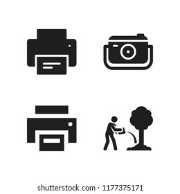 person icon. 4 person vector icons set. camera, farmer and printer icons for web and design about person theme