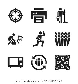 person icon. 9 person vector icons set. worker, printer and molded icons for web and design about person theme