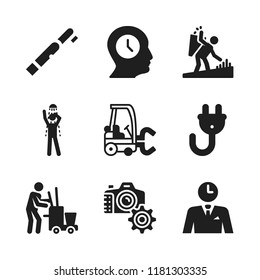 person icon. 9 person vector icons set. tooth brush, photo camera and cleaning icons for web and design about person theme