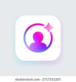 Icono de persona para identidad de usuario basada en IA, gestión inteligente de perfiles e interacción personalizada Presencia individual, acceso a Cuenta y personalización inteligente en aplicaciones modernas