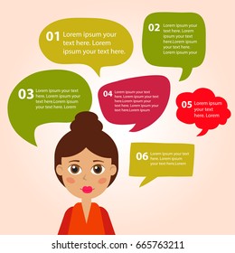 Person icon with colorful dialog speech bubbles. Vector illustration for your cute design.