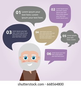 Person icon with colorful dialog speech bubbles. Vector illustration for your cute design.