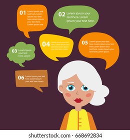 Person icon with colorful dialog speech bubbles. Vector illustration for your cute design.