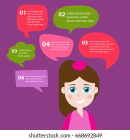 Person icon with colorful dialog speech bubbles. Vector illustration for your cute design.