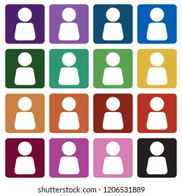 Person icon in colorful round angle square, Flat design