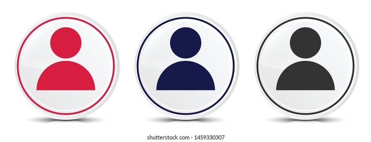Person icon crystal flat round button set illustration design isolated on white background