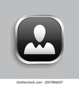 Personensymbol-Design. Glossy Button-Stil abgerundetes Rechteck einzeln auf grauem Hintergrund. Vektorgrafik
