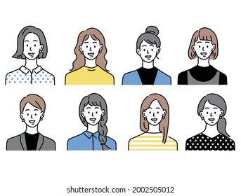 Person icon illustration .female, male, fashion, hairstyle, youth, face pattern