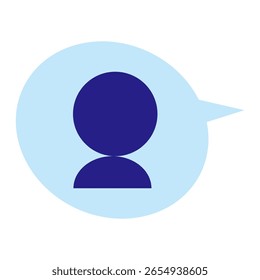 Icono de persona dentro de la burbuja de voz azul claro