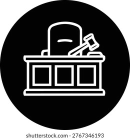 Person icon of a judge in a solid filled style representing the magistrate and legal authority.