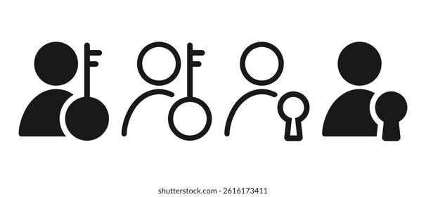 Person icon with key. Illustration vector