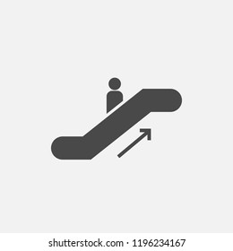 Person icon on escalator moving up with arrow vector icon