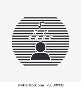 Person icon over his head musical note icon. Flat Design Style. Made in vector