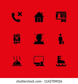 person icon set. computer, ice skate and user vector icon for graphic design and web