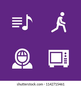 person icon set. microwave, stretching and playlist vector icon for graphic design and web