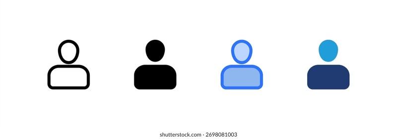 Person icon set multiple style collection. Vector illustration.