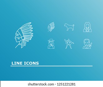 Person icon set and samurAI with ethnic american, superhero and cowgirl. Dog related person icon vector for web UI logo design.