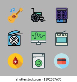 person icon set. vector set about wheelchair, guitar, oven and point of service icons set.