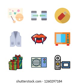 person icon set. vector set about microwave, air conditioner, camcorder and vest icons set.