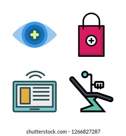 person icon set. vector set about bionic contact lens, shopping bag, dentist and tablet icons set.