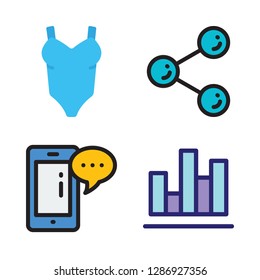 person icon set. vector set about smartphone, share, underwear and bar chart icons set.