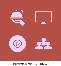 person icon set. person vector with people, right arrow and tray hand icons illustration