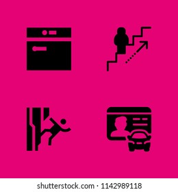 person icon set. washer machine, climbing and stairs vector icon for graphic design and web
