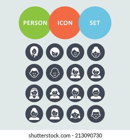 Person icon set for web
