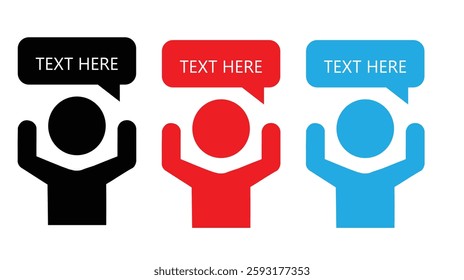 person icon with speech bubble text communication 
