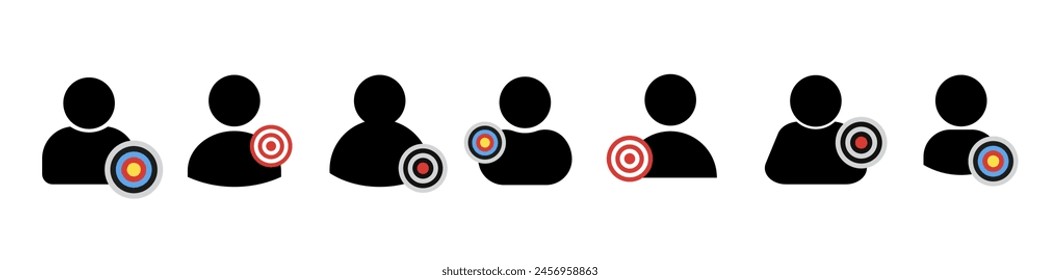 Person icon with target - vector collection. Target audience concept. 
