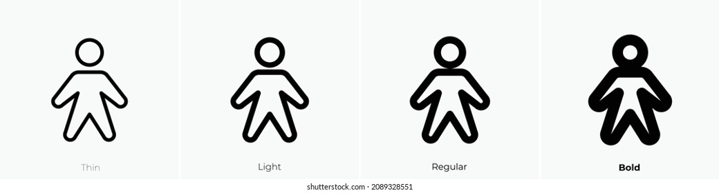 person icon. Thin, Light Regular And Bold style design isolated on white background