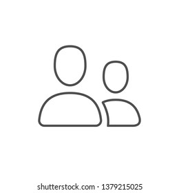 Person icon, two people vector thin sign linear human group for social media line outline business staff symbol isolated on white