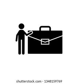 Person Icon - Vector Business Man Profile Avatar With Briefcase Symbol in Glyph Pictogram illustration