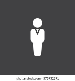 Person icon vector, filled flat sign, solid white pictogram isolated on gray. Symbol, logo illustration